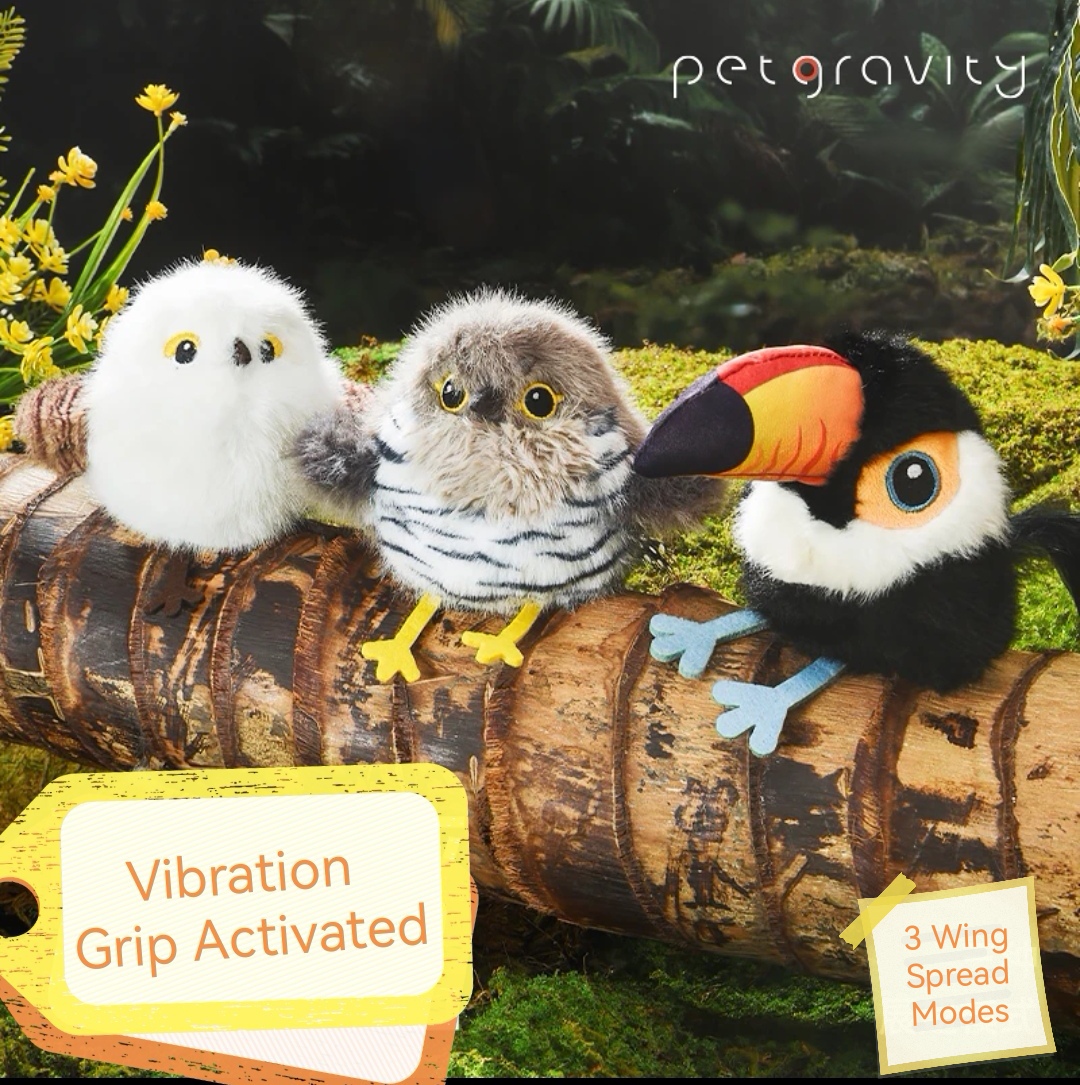 Vibrating Bird Cat Toy – Grip-Activated Flapping Wings & Squeaky Sounds, Keeps Your Cat Engaged for Hours