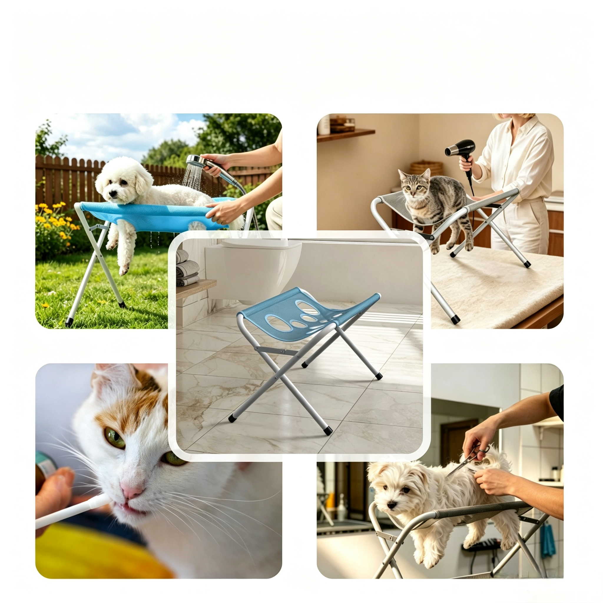 Foldable Pet Grooming & Bathing Hammock – Secure Nail Trimming & Bathing Support