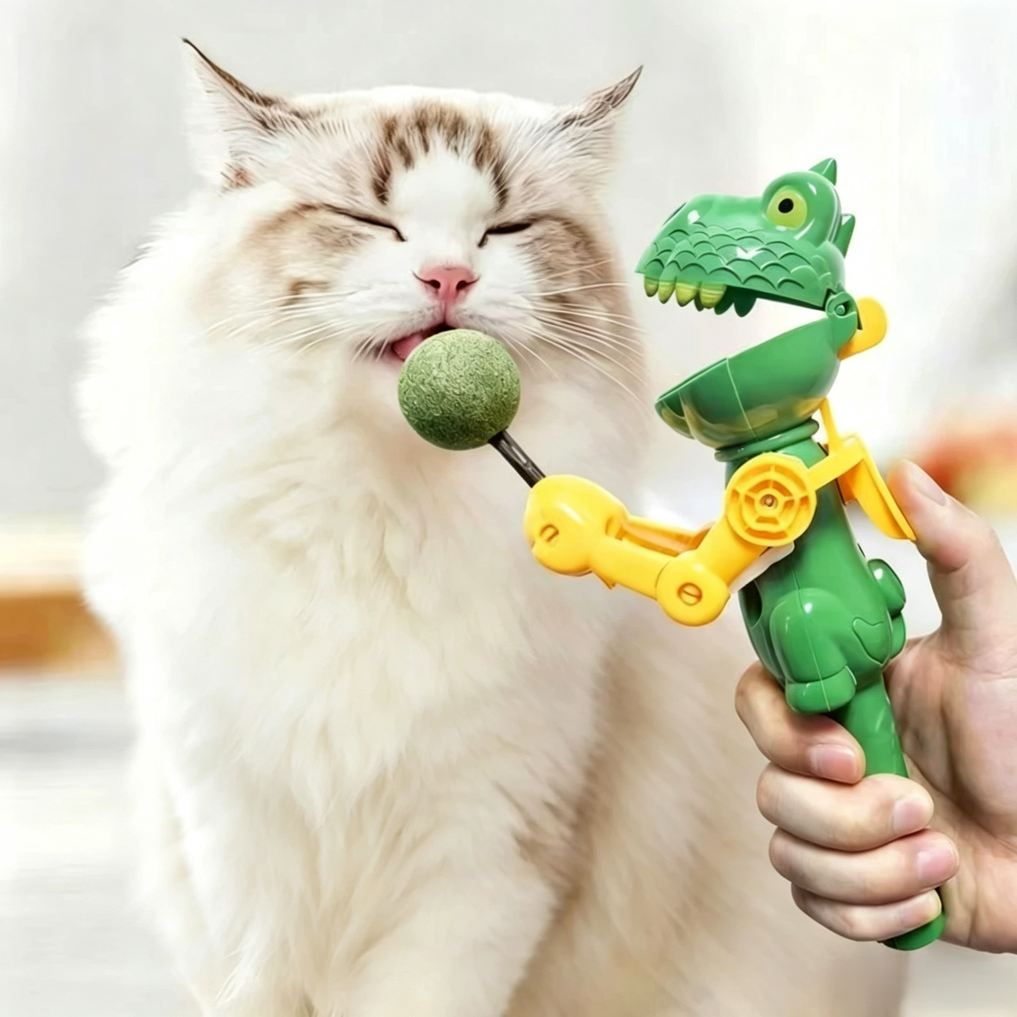 Dinosaur Mint Lollipop Dispenser & Pet Teaser Wand