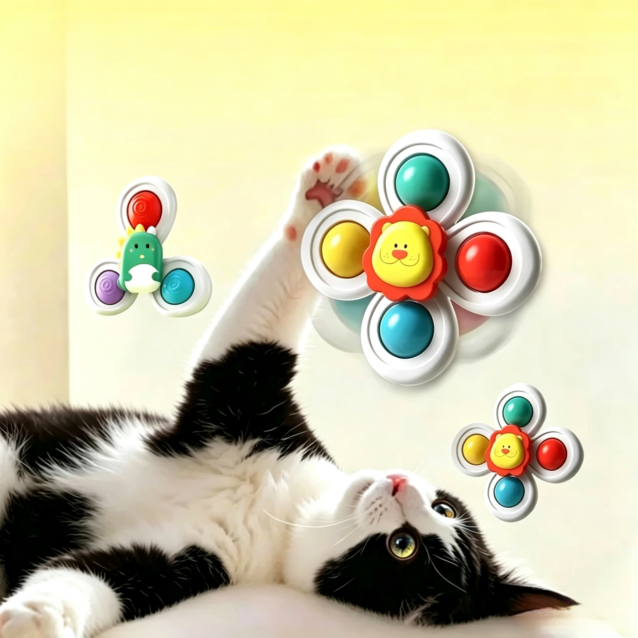 Suction Cup Cat Toy – Interactive Spinning Wall Toy for Indoor Cats